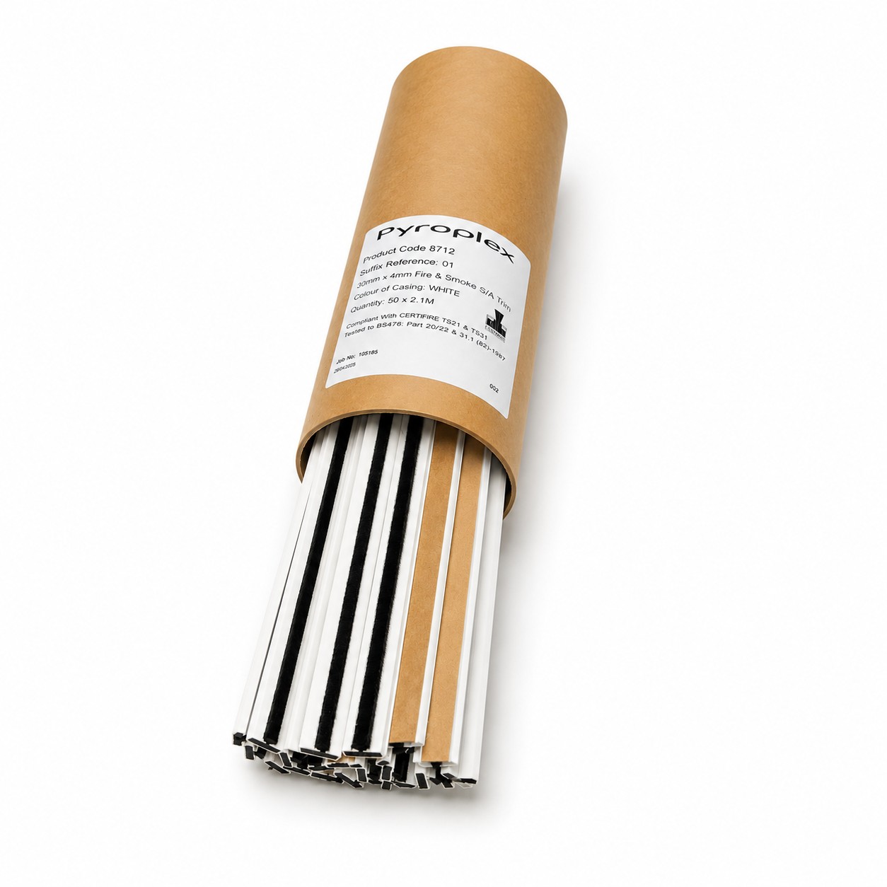 Pyroplex Intumescent Fire & Smoke Door Seal (Brush), 15mm x 4mm x 2100mm Pack of 50